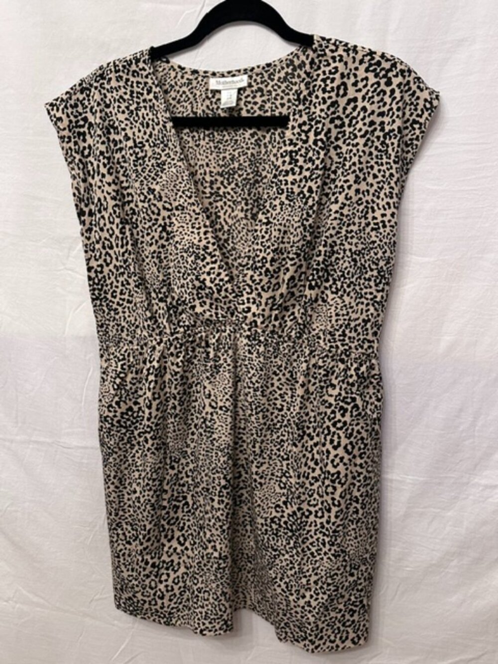Motherhood Maternity Leopard Print Dress Size L Ruched Waist